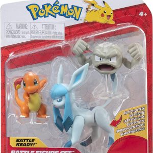 Pokemon, Personaggi 5 cm Charmander, Glaceon 7,5 cm e Geodude 5 cm da Collezione, PK020200