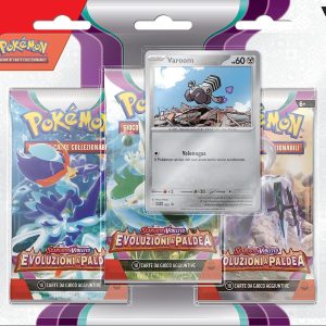 Pokémon Confezione da Tre Buste, Varoom dell’Espansione Scarlatto e Violetto, Evoluzioni a Paldea del GCC Pokémon, originale, edizione in italiano