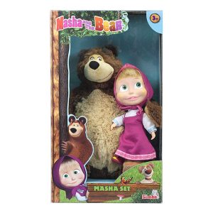Simba - Masha e Orso, 109301016009, Bambola 23 Cm Corpo Morbido e Orso Peluche 43 Cm, con Gambe Mobili