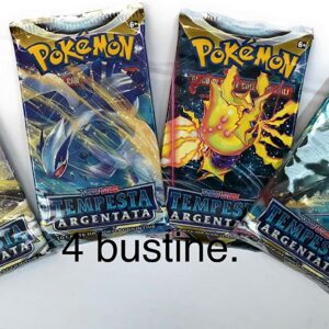 POKEMON in Italiano ( POKEMON Tempesta Argentata ) Offerta 4 Pezzi 1 per Modello - Bustina Booster POK Spada e Scudo 10 Carte Ogni Bustina