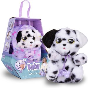 Baby Paws Dalmata, Peluche Interattivo con Suoni, Apre e Chiude gli Occhi ed Include Borsetta/Copertina, IMC TOYS 918276