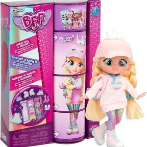 BFF by Cry Babies, Stella Bambola con Capelli lunghi, Vestitini in Tessuto e 9 Accessori, IMC TOYS 904330