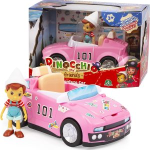 Pinocchio - Auto con Pinocchio articolato incluso e  Sticker per decorare l'auto, PNH04000 Giochi Preziosi