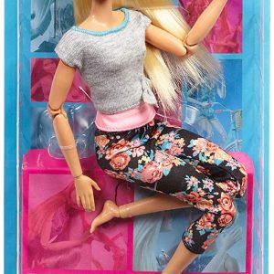 Barbie snodata con 22 punti di snodo con Capelli Biondi e Abiti da Yoga di Mattel FTG81
