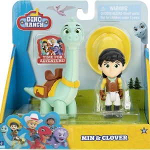 Dino Ranch, Min & Clover  Coppia di Personaggi, Min circa 7.5 cm e Clover 9 cm circa, Giochi Preziosi NDNA00000