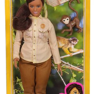Barbie- Carriere Conservatrice di Biodiversità Bambola con Scimmietta e Accessori, Ispirata a National Geographic, Mattel GDM48