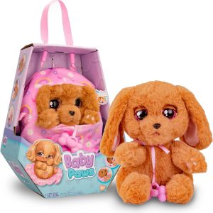 Baby Paws Cocker, Peluche Interattivo con Suoni, Apre e Chiude gli Occhi ed Include Borsetta/Copertina, IMC TOYS 917637