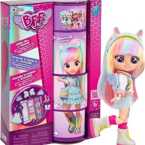 BFF by Cry Babies, Jenna Bambola con Capelli lunghi, Vestitini in Tessuto e 9 Accessori, IMC TOYS 904361