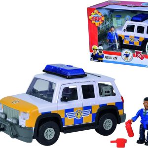 Sam il Pompiere Auto Polizia Cm 19 Personaggio Malcom Incluso, luci e suoni, Simba 109251096038