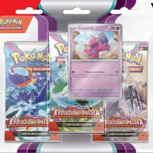 Pokémon Confezione da Tre Buste, Tinkatink dell’Espansione Scarlatto e Violetto, Evoluzioni a Paldea del GCC Pokémon, originale, edizione in italiano