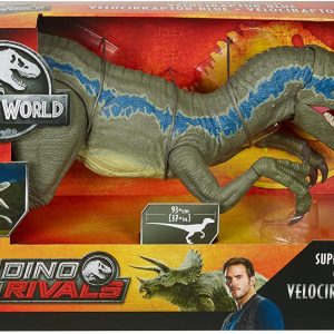 Jurassic World- Dino Rivals Velociraptor Blu Dinosauro Articolato, Mattel GCT93