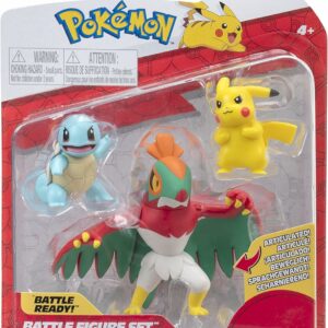 Pokemon Personaggi 4 cm Squirtle, Hawlucha 8 cm e Pikachu 4 cm da Collezione, PK020200