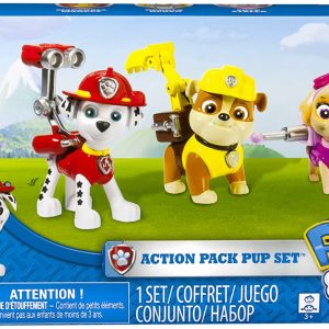 PAW PATROL- Action Pup 3pk Online Exclusive 1 (Marshall, Rubble, Skye) Set 3 Cuccioli Pack,