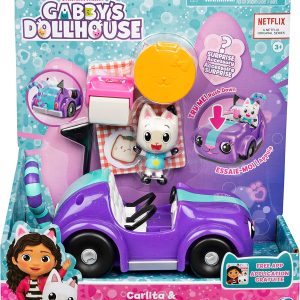 Gabby's Dollhouse, Auto Carlita con Personaggio Pandy Panda  e 3 Accessori, 6062145 Spin Master