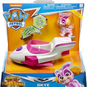 PAW Patrol, veicolo deluxe Mighty Pups Super Paws SKYE, con luci e suoni, Spin Master 6053026