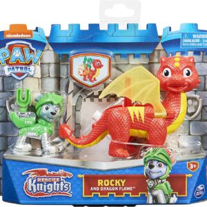 Paw Patrol, Set di Action Figure di Rescue Knights Rocky And Dragon Flame, Spin Master  6063149