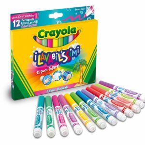 Crayola pennarelli 58-8335 - 12 Pennarelli i Lavabilissimi Punta Maxi, Colori Tropicali
