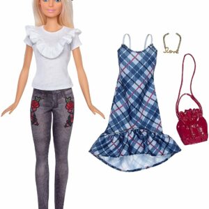 Barbie Fashionistas Jeans Floreale - con Un Secondo Look Incluso, FJF68 di Mattel