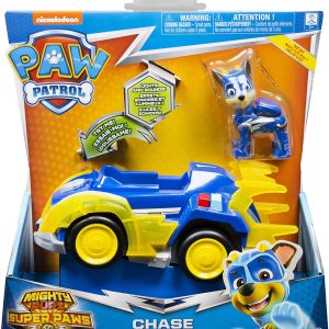 PAW Patrol, veicolo deluxe Mighty Pups Super Paws CHASE, con luci e suoni, Spin Master 6053026