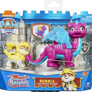 Paw Patrol, Set di Action Figure di Rescue Knights Rubble And Dragon Blizzie, Spin Master  6063149