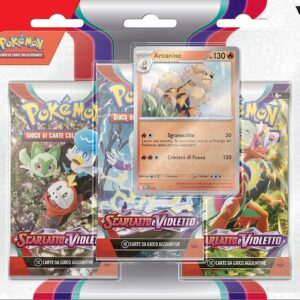 PokémonConfezione da Tre Buste dell'Espansione Scarlatto e Violetto del GCC Pokémon (Tre Buste e Carta Promozionale Olografica Arcanine) - ITALIANO