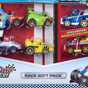 Paw Patrol, Confezione 6 Auto da Corsa Die-Cast True Metal Ready Race Rescue, in Scala 1:55