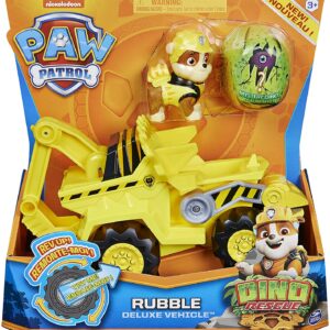 Paw Patrol, Veicolo a carica( frizione) Dino Rescue Rubble con dinosauro misterioso , Spin Master  6059519