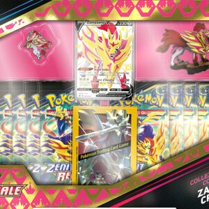 Pokémon- Collezione Premium Zamazenta cromatico Zenit Regale del GCC (Carta Promozionale olografica, Una statuina e 11 Buste di espansione), Edizione in Italiano