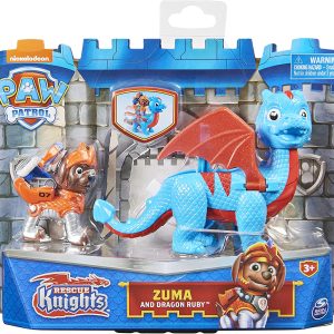 Paw Patrol, Set di Action Figure di Rescue Knights Zuma And Dragon Ruby , Spin Master  6063149