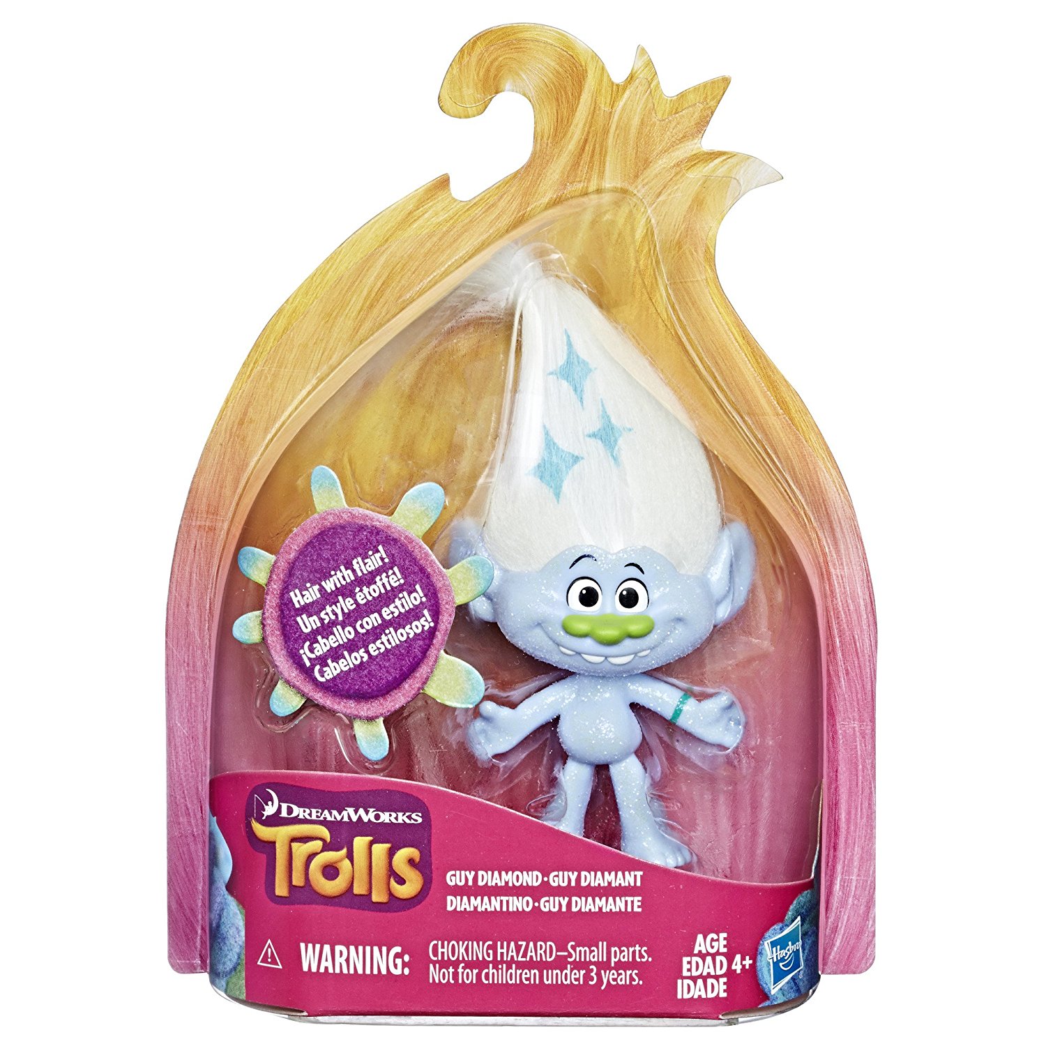 Trolls Guy Diamond Figura Collezionabile con capelli stampati C3425 di Hasbro