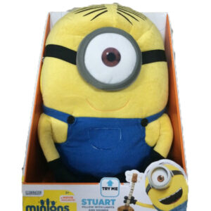 MINIONS PELUCHE CON LUCI NEGLI OCCHI E VERSI TIPICI DEL FILM  STUART  35 CM CIRCA FUNZIONA A BATTERIA COMPRESE