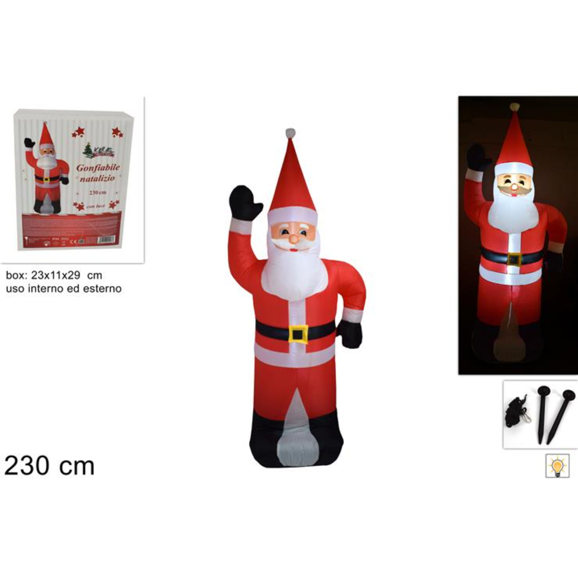 Babbo Natale gonfiabile a corrente 220 volt - altezza 180 cm