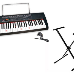 Bontempi Tastiera 61 tasti con tasti - luminosi - piano finzionante batteria o 220 Volt con trasformatore incluso + gambe regolabili16 6120 - Tastiera da Tavolo