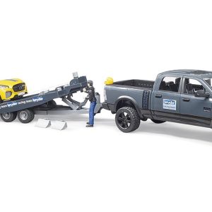 Bruder 02504 Auto Pick-Up RAM Power Wagon e Auto roadster con Omino - BRUDER Racing Team  scala 1/16