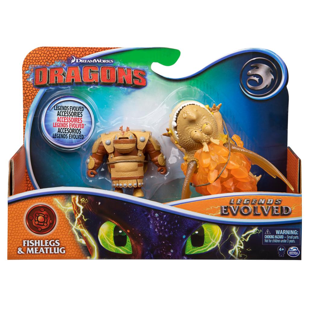 DreamWorks Dragons Legends Evolved, Fishlegs and Meatlug, Dragon with Viking Figure and Accessories di Spin Master 6045161
