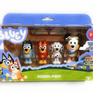 Bluey School Pack, confezione 4 personaggi: Bluey, Rusty, Chloe e Calypso, Giochi Preziosi BLY09000