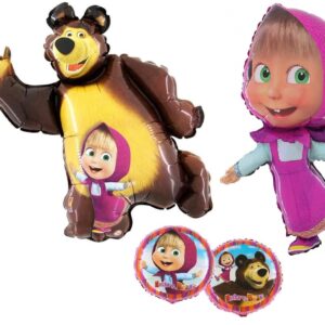 TOYSGIOCATTOLI BALLOONSHOP 3 Palloncini di Masha, e Orso,  da 89 +99 cm + quello tondo
