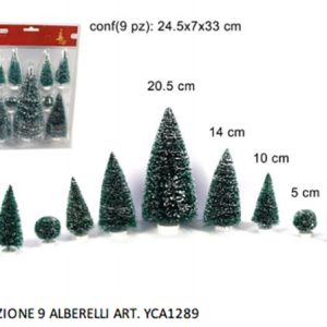 PRESEPE CONFEZIONE 9 ALBERI ASS. 4 MISURE 5 -10 -14 - 20.5 CM  VERSIONE ECONOMICA   COD 1738   ADATTO A CHI REALIZZA PRESEPI