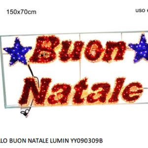 LUCI DI NATALE SCRITTA LUMINOSA CON SCRITTA ( BUON NATALE ) DIMENZIONI 150 X 70 CM USO ESTERNO  COD 5245 8033113165245