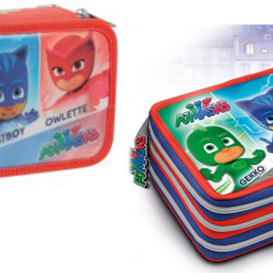 PJ MASKS ASTUCCIO 3 SCOMPARTIMENTI ORIGINALE GIOCHI PREZIOSI - PJ MASKS - Astuccio Triplo - Giochi Preziosi 2017-2018