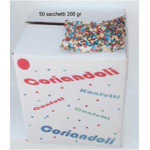 Coriandoli in sacchetto da 200 gr offerta scatola 50 pz come foto. konfetti - confetti - kontettis - confeti . 50 pz - 200 gr - coriandoli totale circa 10 kg