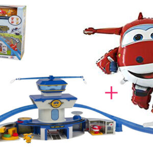 TORRE DI CONTROLLO AEREOPORTO DI SUPER WINGS CON FUNZIONE A PILA E 2 PERSONAGGI JETT E DONNIE TRASFORMABILI + 2 PALLONI PALLONE SGONFIO - GONFIABILE A ELIO SUPER WINGS JETT NOVITA'- CM 90 CIRCA ADATTO A FESTE E COMPLEANNI