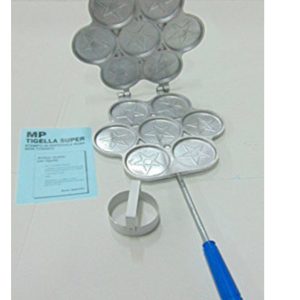 NUOVO  MODELLO TIGELLIERA 7 POSTI MP + TAGLIAPASTA + RICETTA PESO 3 KG TIGELLA TIGELLE TIPICO MODENESE - NUOVO MANICO PERSONALIZZATO USO PROFESSIONALE - COMPLETA