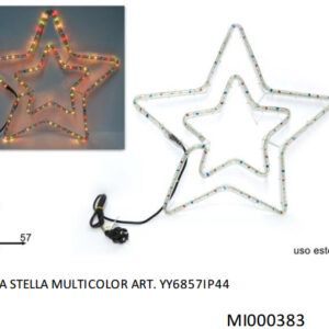DOPPIA STELLA DI NATALE MULTICOLOR CON TELAIO IN FERRO INTERNO / ESTERNO DIMENSIONI 54 X57 CM 8027501757334