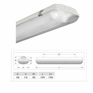 PLAFONIERA  3F FILIPPI 5225 3F LINDA INOX 2x58 HF 109 W 10400 LM IP65 160x1570x100
