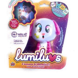 LUMILUVS KIS ME - PERSONAGGIO CANE BIANCO-ROSA - SI ILLUMINA CON UN BACIO SI SPEGNE DA SOLO - LOVE AT FIRST LIGHT - LUMILUVS ORIGINAL GRANDI GIOCHI