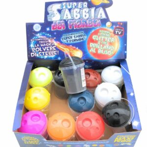 NUOVA SUPER  SABBIA DEI PIANETI SCOBRI I COLORI GLITTER E CHE BRILLANO AL BUIO  SBABAM - OFFERTA 3 PEZZI - 3 BARATTOLI -