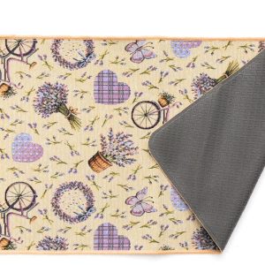 TAPPETO - TAPPETI  - PASSATOIA CUCINA - SCENDI LETTO IN JACQUARD DISEGNO LAVANDA - ARREDO SOTTOFONDO GOMMATO - ANTISCIVOLO GOMMATO - MISURA 55X100 CM