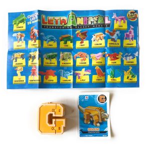 LETRABOTS - LETRANIMAL ROBOT A FORMA DI ANIMALE GOLEM TRICERATOPS LETTERA ( G )  - CARD INCLUSA - CICABOOM
