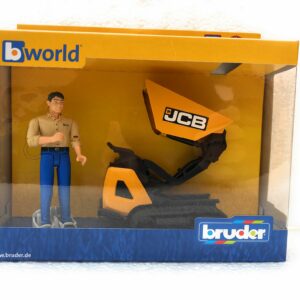 Bruder 62004 - JCB Dumpster HTD-5 con figura omino , personaggio pantaloni  , cariola con cingoli  - scala 1/16